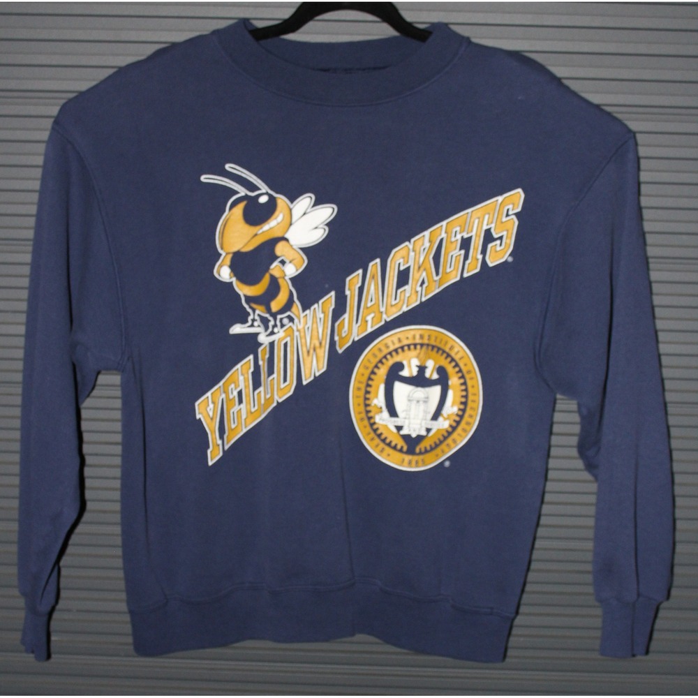 Georgia Tech Yellow Jackets Hanes Sweatshirt Mens L Blue Vintage 90s Pullover